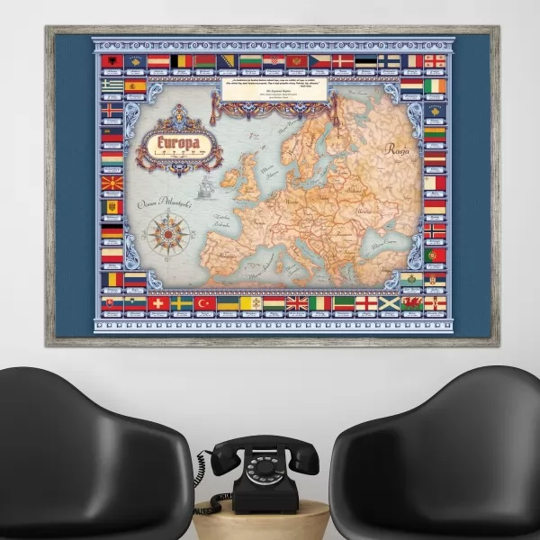 Prezent na 40 urodziny dla niego mapa Europy na płótnie z Twoją dedykacją (70x100 cm)
