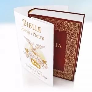 biblia na prezent dla nowożeńców z personalizowaną obwolutą